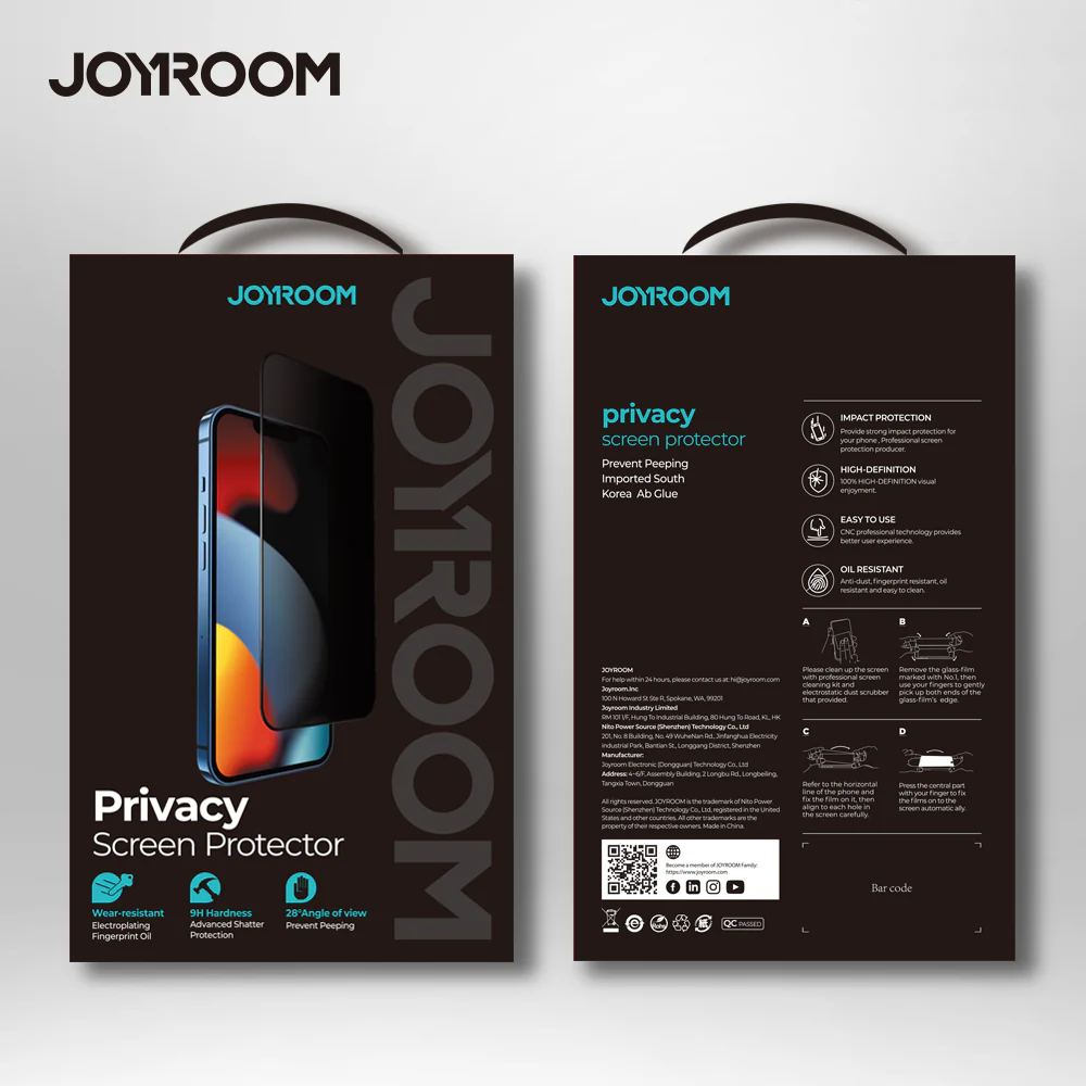 Joyroom 2.5D Full Tempered Privacy Film Screen Protector for iPhone 11-17 Pro Max