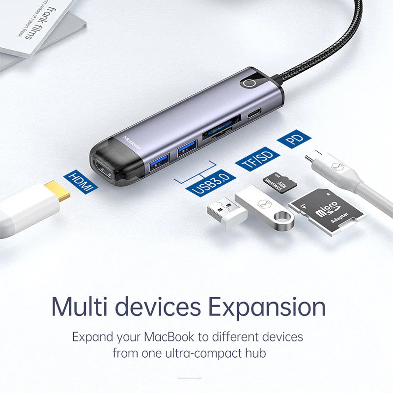 Mcdodo 6-in-1 USB-C Hub (100W PD)