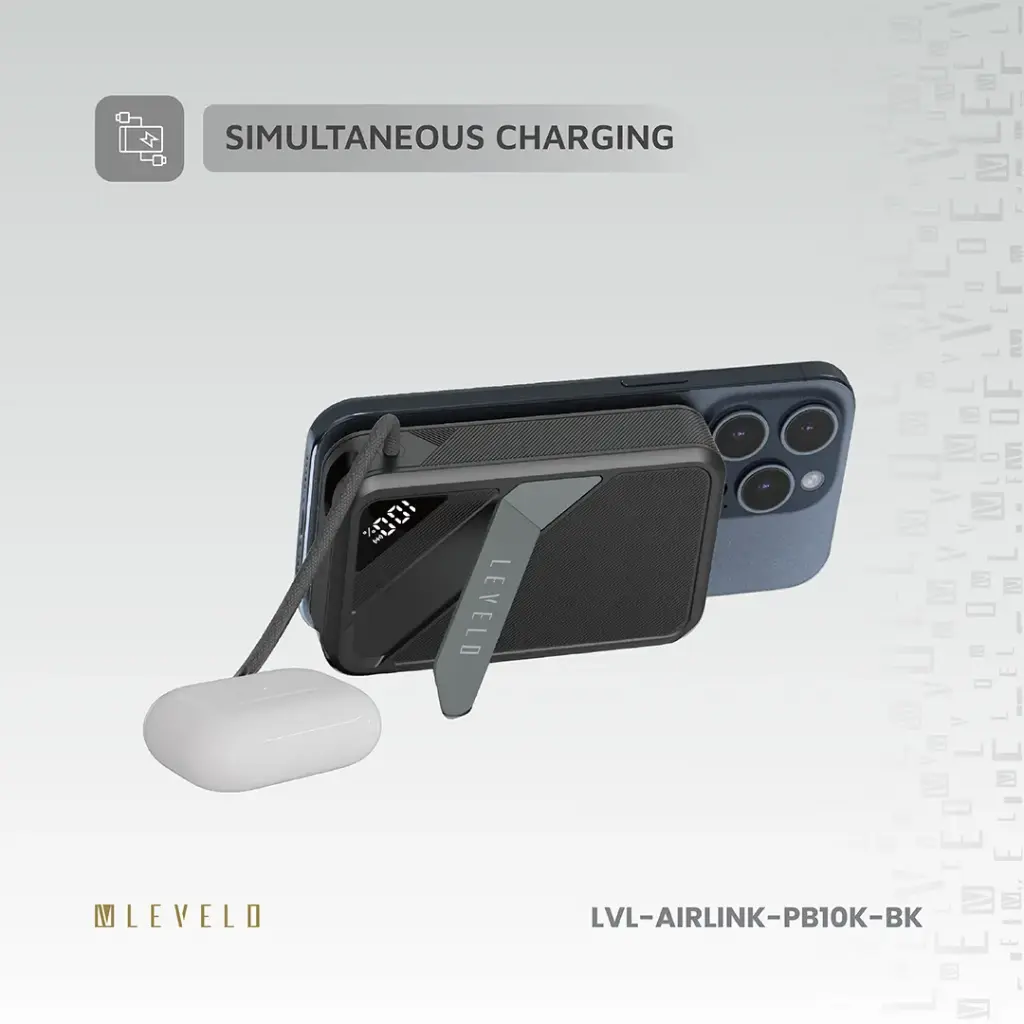 Levelo AirLink 10000mAh MagSafe Power Bank - Black