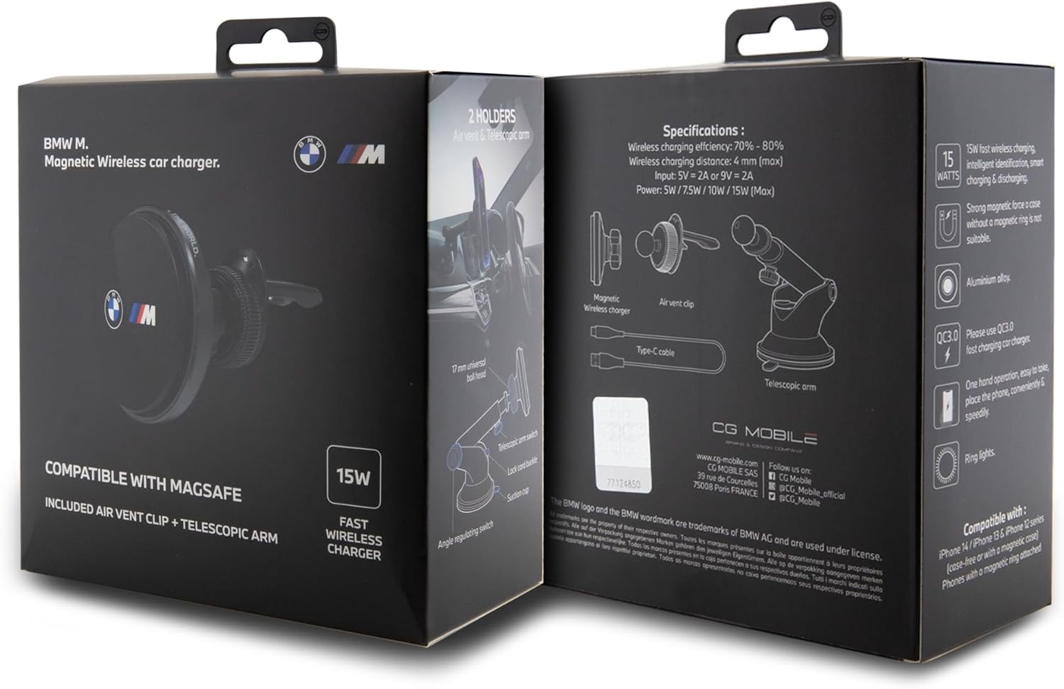 CG Mobile BMW M Compatible and Magsafe Car Mount - Black