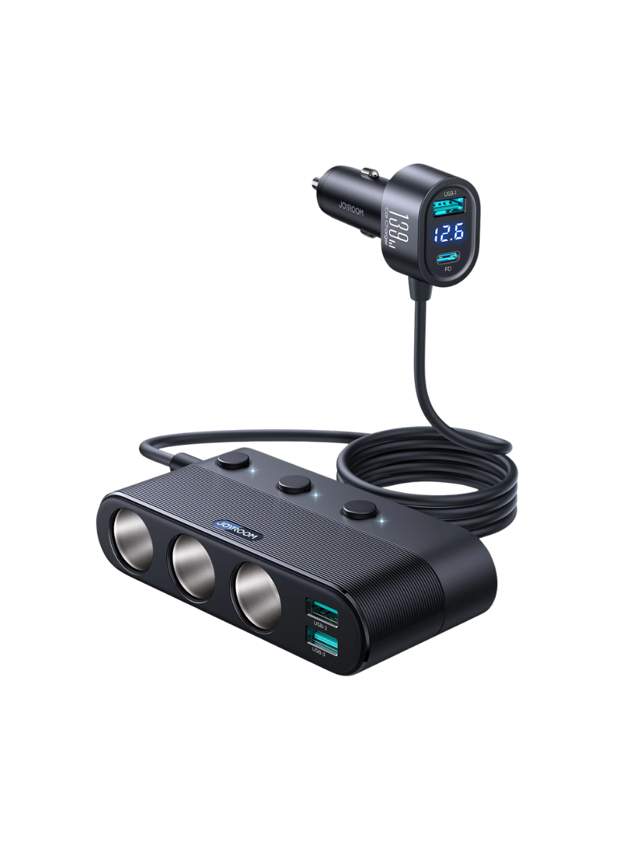 Joyroom JR-CCL01 139W 7 in 1 Cigarette Lighter Splitter Car Charger-Black